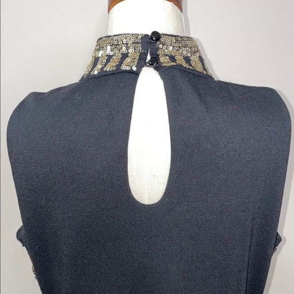 Suzy Sheer Black and Gold Embellished Sequin Cocktail Dress Size Small - Picture 6 of 10